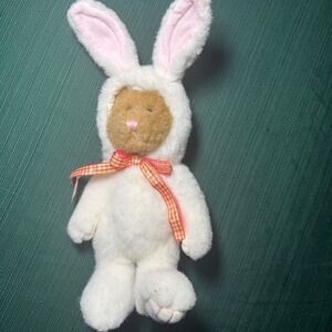 Boyds by Enesco Plush Teddy Bear in White Bunny Costume Easter 2011 Gingham Bow